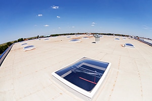 Flat Roof on an Industrial Hall with Multiple Skylights